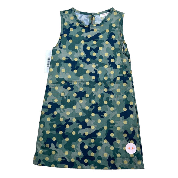 Smiling Button Girls Size 6 Green Camo Gold Polka Dot Tunic Dress New - Picture 1 of 7